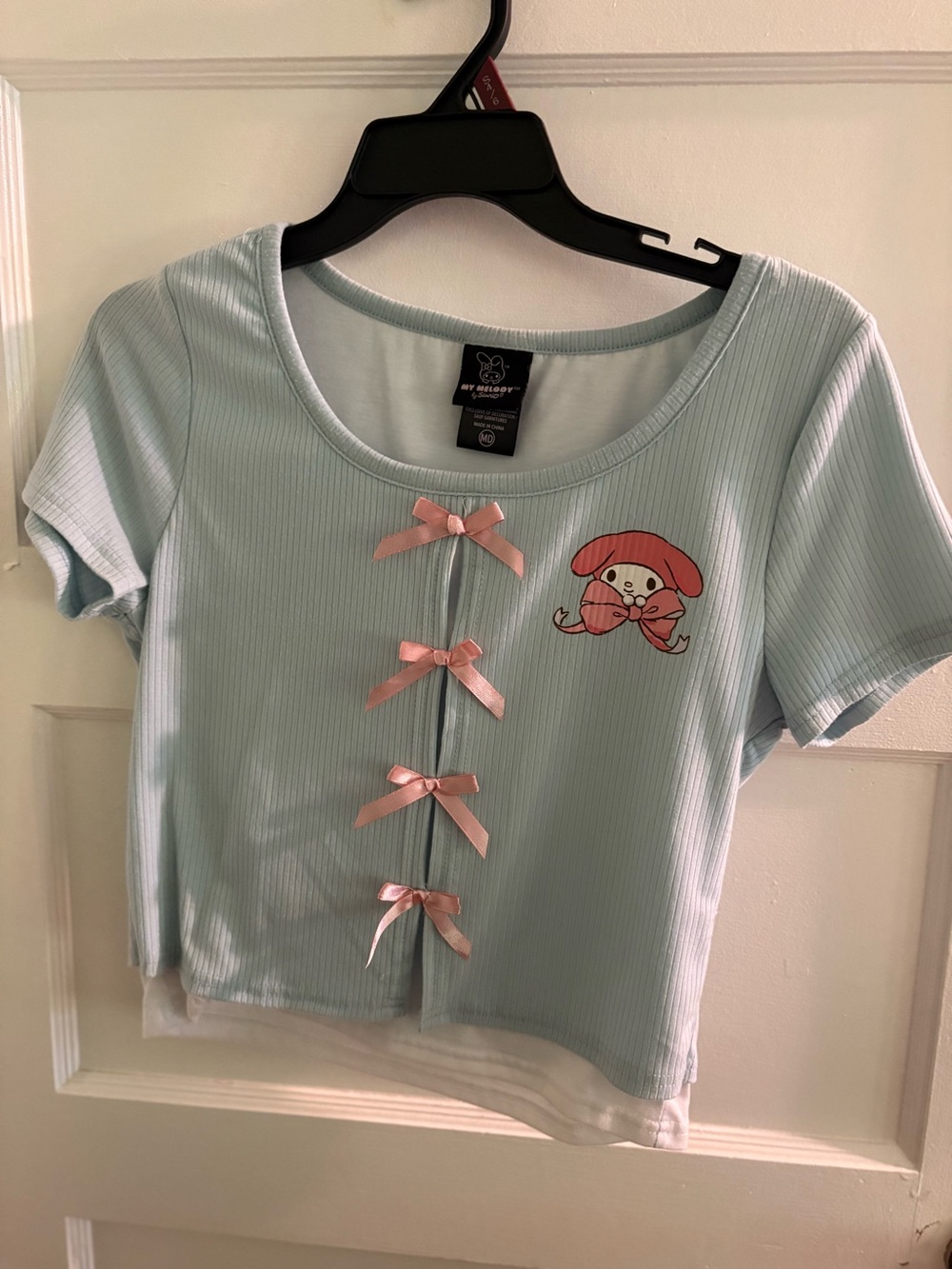 Sanrio My Melody Light Blue Girls' Bow-Accent Tee with Character Graphic